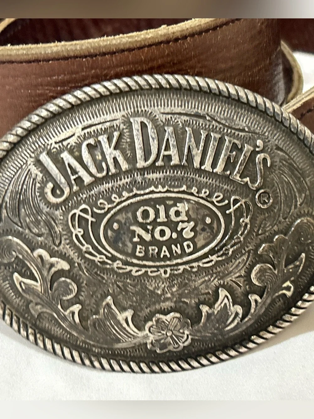 Vintage Belt 2005 Jack Daniel’s Old No.7 5008JD Silver-Tone Western Belt Buckle